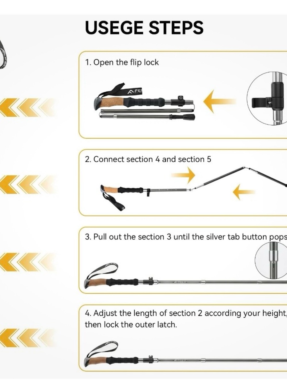 Lightweight Collapsible Trekking Poles - Gray - Picture 2 of 7